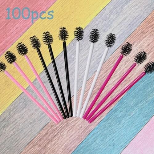 100 PCS Disposable Eyelash Mascara Brushes, Eye Lash Mascara Wand Applicators, Eyebrow Brush, Makeup Tool Kit
