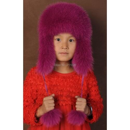 Wholesale Autumn Winter Plus Size Thicken Child Fox Fur Bombers Hats Children Boy Waterproof Mink Warm Ear Protection Fur Caps