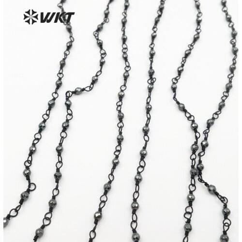 WT-RBC058 WKT Classic Design Sparking Faceted Black Beads Rosary Chain Handmade Necklace For Women Jewelry Wholesale 10 Meter