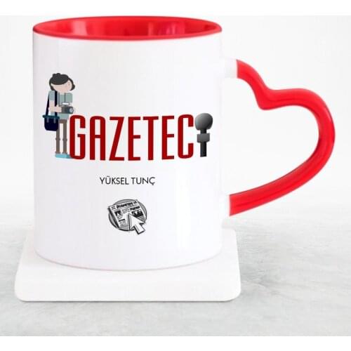 Personalized Professional Gazeteci Red Heart Mug Cup