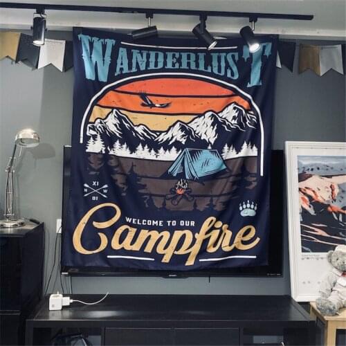 Wild Adventure Scenic Wall Tapestry Travel Blanket Tent Campfire Psychedelic Tapiz Hippie Forest Mountain Nordic Wall Decoration