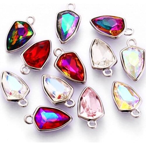 Clear Rhinestone Crystal Pendant Accessories Metal Pendant Glass Stones for Jewelry Decoration Necklace Rhinestone diy Pendant