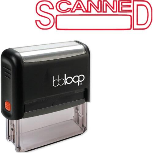 BBloop Self-Inking Rubber Stamp "SCANNED", Rectangular, Laser Engraved, Red Ink Included