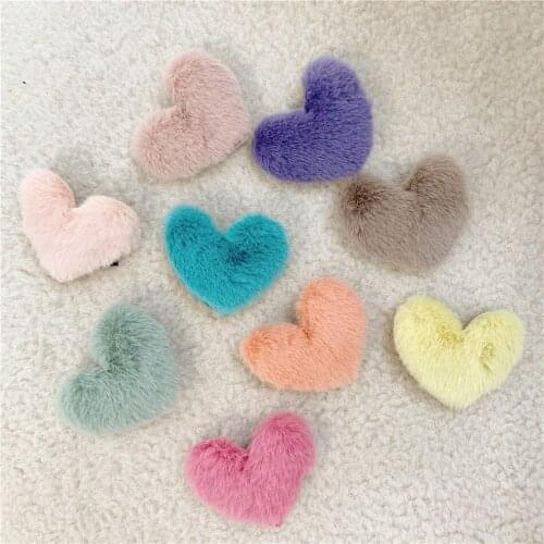 Heart Love Plush Hairpin Hair Clips For Girls Big Hair Elastic Bow Candy Color Vintage Crab Hair Accessories Jewelry Headband