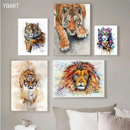 Modern Abstract Tiger Posters and Prints Animals Canvas Paintings on The Wall Art Decorative Pictures for Home Living Room Decor