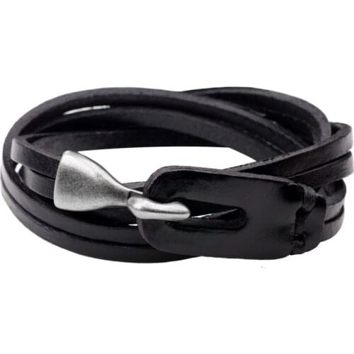 Kirykle Men And Women Vintage Hooks Multilayer Wrap bracelet Leather Charm Bracelets Bangles Jewelry Accessories