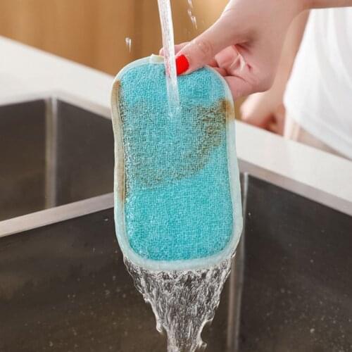 Fiber Anti-grease Dish Cloth Washing Towel Kitchen Household Scouring Pad