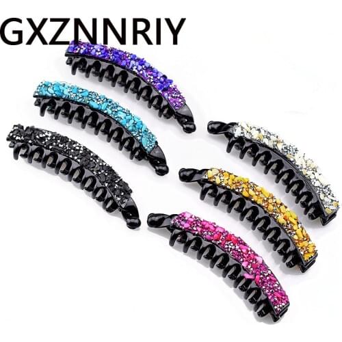 13cm Hair Claw for Women Accessories Stone Rhinestone Hair Clips Claws Banana Barrettes Hairpins Femme Korean Style Fashion Gift