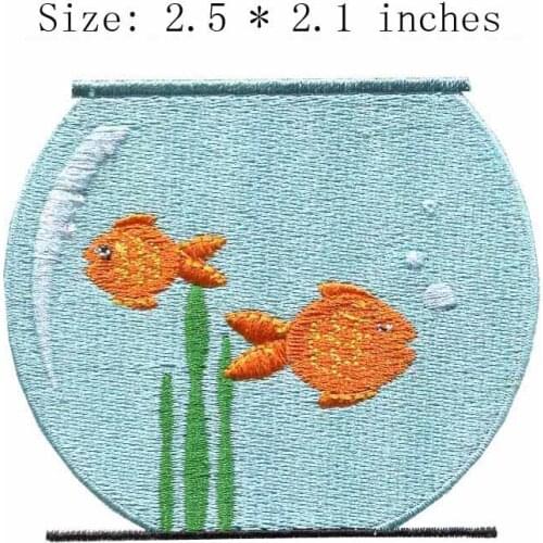 The gold fishes 2.5"wide embroidery patch for he Christmas patch/grass/the water