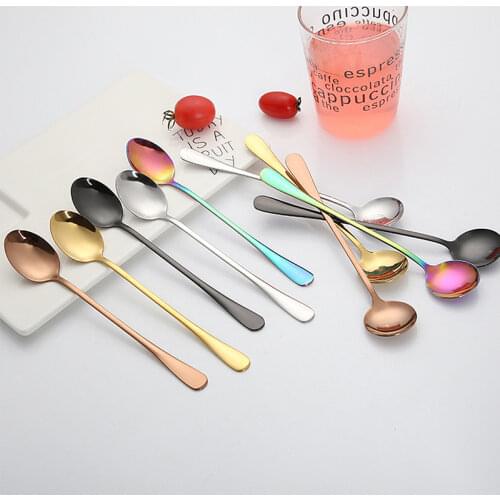 Kitchen Ice Spoon Coffee Spoon Tea Cafe Scoop Long Handle Spoons Dinnerware Flatware Coffee Teaspoon Drinking Tools Supplies