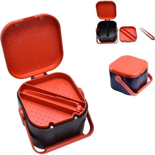 10*10*7.5cm Plastic Breathable Fishing Live Bait Storage Box Earthworm Bait Fly Fishing Tackle Box with Clip