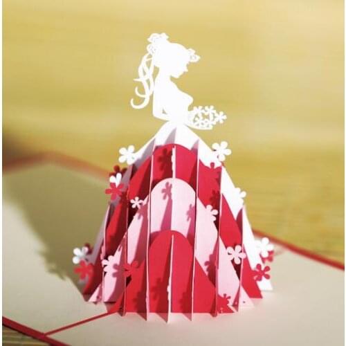 10pcs Three-dimensional greeting card bride greeting card 3D paper carving princess greeting card hollow postcard greeting card