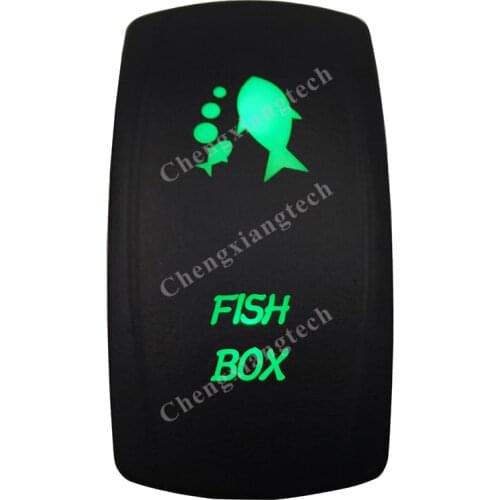 DC 12V 24V FISH BOX Rocker Switch GREEN Led lamp 5 Pin ON/OFF SPST Waterproof IP66