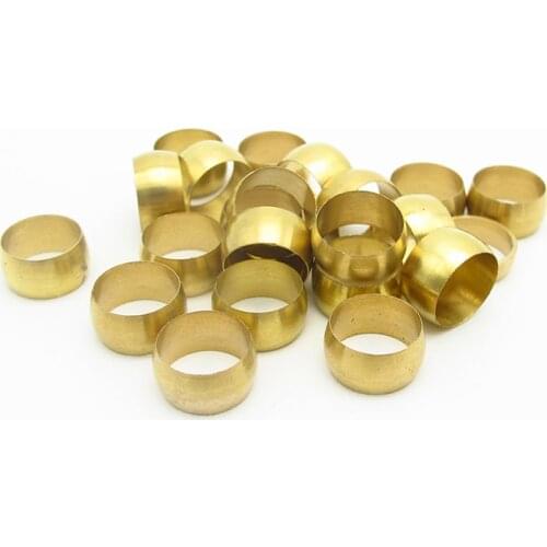 20PCS 3mm 4mm 5mm 6mm 6.35mm 8mm 10mm 12mm 14mm 16mm ID Brass Fit Compression Sleeve Fitting Sleeve Ferrule Ring