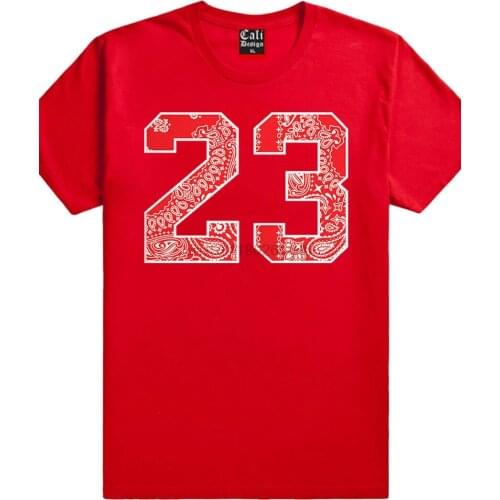 23 Red Bandana T shirt Hip Hop Rap Urban Wear LA Blood Retro IV Sneaker Head Tee
