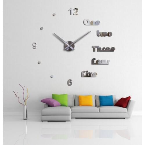 Modern design 3d diy wall clock clocks mirror acrylic sticker diy living room home decor big quartz watch needle