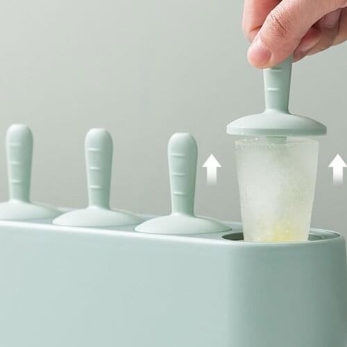 4 Hole Silicone Ice Mould Ice Cube Tray Popsicle Barrel Diy Mold Dessert Ice Cream Mold with Popsicle Stick Home Kitchen Tools