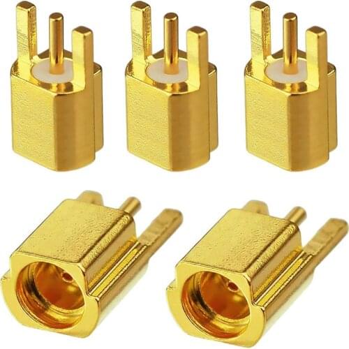 5Pcs MMCX Female Jack Connector PCB Mount With Solder Straight Goldplated 3 Pins MMCX Connector