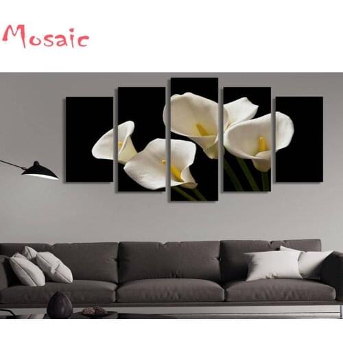 5pcs/set Calla lily flowers Painting Full square round DIY 5D Diamond Painting cross stitch kits mosaic embroidery