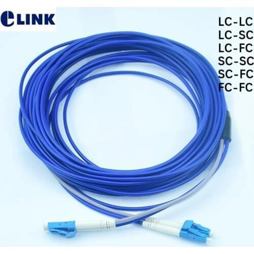 50mtr Armored Fiber Patch Cord 2 fiber SC LC FC SM armored ftth jumper 2 core optical fibre Singlemode cable duplex ELINK