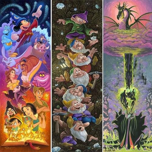 Diamond Painting Full Square Round Cartoon Disney Magic Mickey Dragon 5D DIY Aladdin Embroidery Cross Stitch Mosaic Home Decor