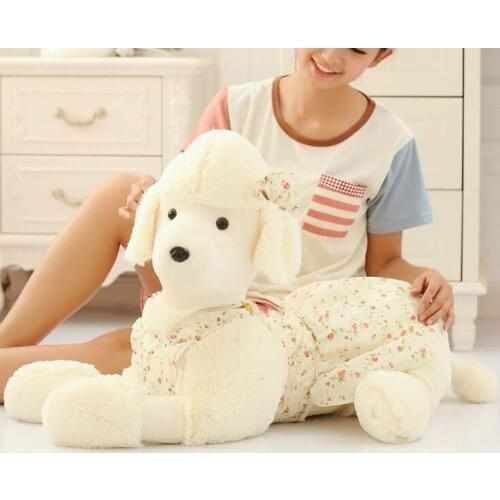 Big lovely plush poodle dog toy stuffed lying dog pillow doll about 90cm 2684