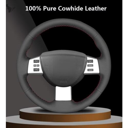 Hand-stitched Black Genuine Leather Steering Wheel Cover for Nissan Quest 2004-2010 Altima 2005-2009 Maxima 204-208 Murano 03-08
