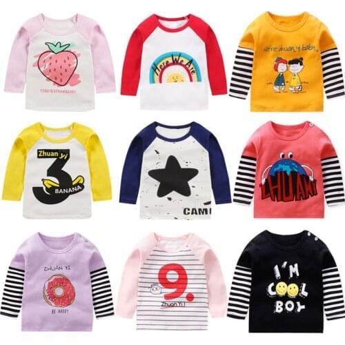 Unisex Kids Baby Cotton Long Sleeve T-shirt 6M-8Y Spring Autumn Children Clothing Cartoon Tees Tops Boy Girl Tops Drop Shipping