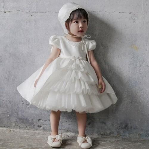 Kids Girls Birthday Party Dresses 2021 New Baby Korean Big Bow-knot Cute Dress Puff Sleeve Princess Dress for Girl Child Clothes