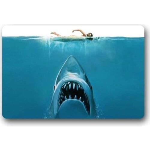 Door Mats Hidden Risk Jaw White Shark Machine Fabric & Nonslip Rubber Backing Indoor / Outdoor Doormat Floor Mat 23.6 (L) x 15.7