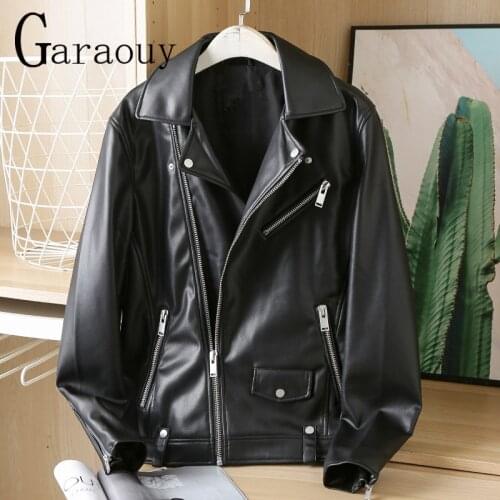 New 2021 ZA Man Black Leather Jacket Men Motorcycle Jacket Slim Street Fashion BLack Biker Coat Design Zipper