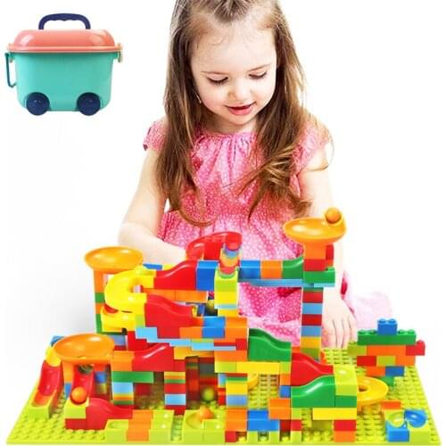 Race Run Small Block Marble Maze Ball Track Building Blocks Funnel Slide Blocks DIY Assembly Bricks Toy For Children Gift