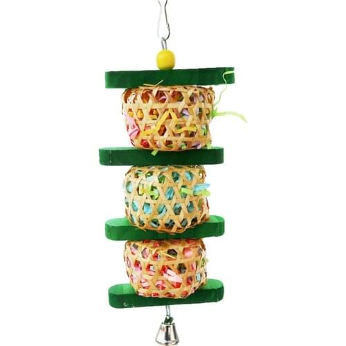 Bird Bite Toy Wooden Practical Parrot Supplies Cage Design Bird Foraging Toy Parrot Hanging Toy Bird Food Feeder Pet Supplies