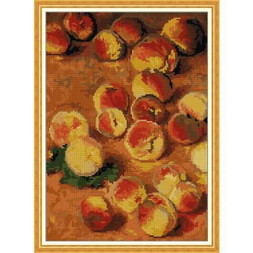 Oil painting peaches Counted and stamped cross stitch kit DIY handmade embroidery needlework 11CT 14CT sewing set home decoratio