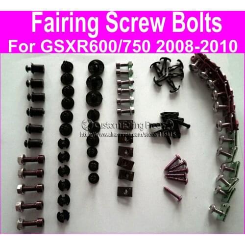 Motorcycle screw bolt kit for GSXR 600/750 2008 2009 2010 black fairing dag screws gsxr600/750 coupling bolt set