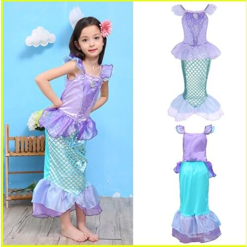 Mermaid Ariel Dress Carnival Costumes and Princess Accessories for Kids Girl Little Girls Birthday Party Cosplay Costumes 3-10T