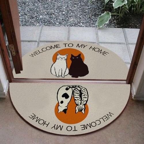 Japanese-style Cartoon Cat Small Door Mat PVC Non-slip Mat Silk Loop Custom Home Mat Carpet Living Room Entrance Door Mat Carpet