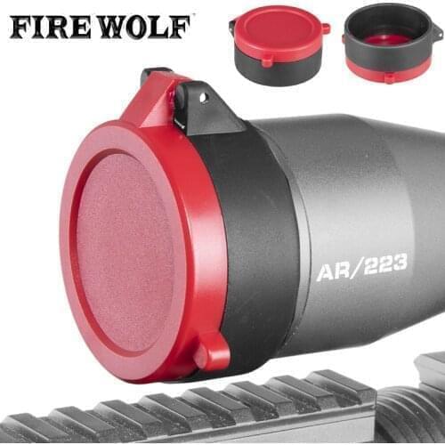 Red Rifle Scope Cover Quick Flip Spring Up Open Lens Cover Cap Eye Protect Objective Cap For Caliber 20 Sizes