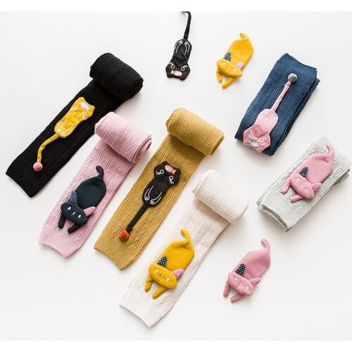 Girls leggings kids knit pants cat cotton soft warm leggins for girl skinny trousers toddler girl leggings knitting baby legins