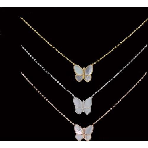 White Shell Butterfly Silver Color / Gold Color / Rose Gold Color Copper Necklace