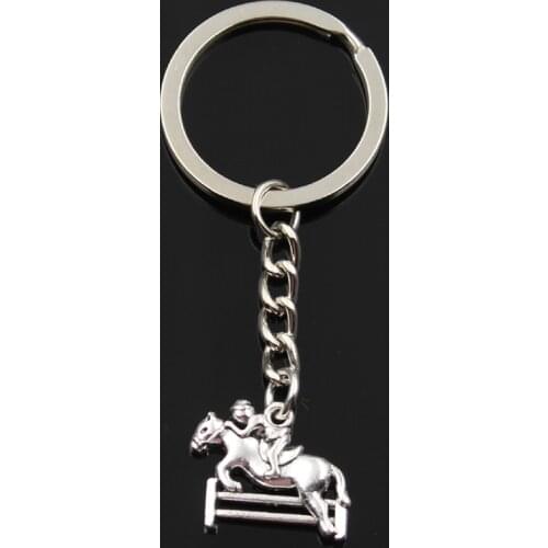 Fashion Keychain 17x23mm horsemanship horse race sporter silver color pendants DIY Men Jewelry Car Key Chain Ring Holder Gift