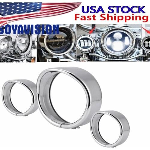 Motorcycle 7" Motor H4 LED Headlight Trim Ring Bezel Visor 4.5" Fog Lamp Trim Ring Bezels For Harley Touring Street Glide FLH