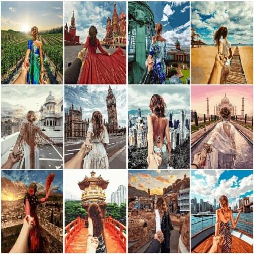 AZQSD Painting By Number Girl Handpainted Modern Wall Art DIY Frame Paint By Numbers Portrait Kits Unique Gift For Adults