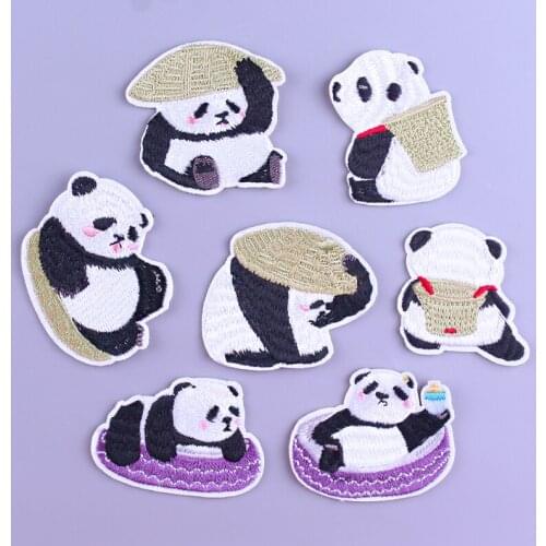 Cartoon Cute Panda Patch Embroidered Patches For Clothing Iron On Patches On Clothes Stripes Applique Stickers For Kids Jackets