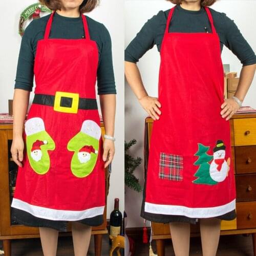 Christmas apron velvet embroidered Christmas adult apron Christmas decoration bar restaurant waiter clothing