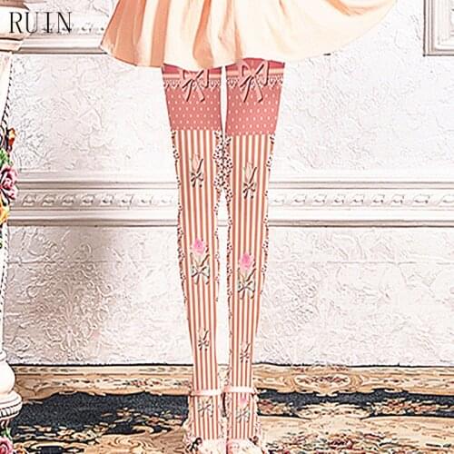 RUIN women 's tights Bow flowers small sweet pantyhose female girl tights