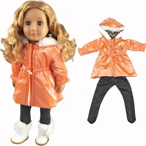 18 Inch Doll Clothes Winter Long Coat Stocks for 43cm Baby New Born Doll Clothes Suit Set for Girl Gift