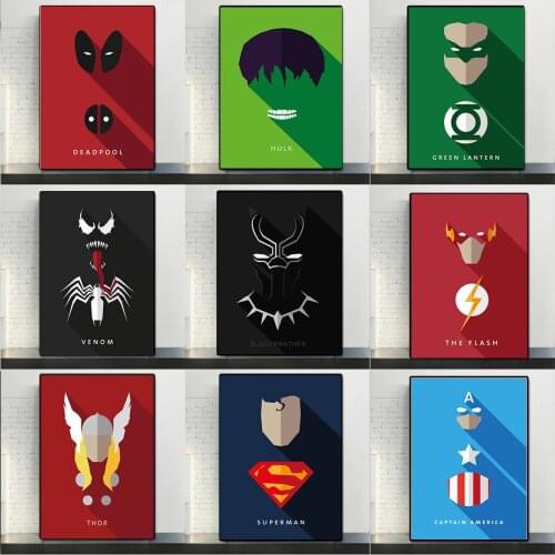 Superhero Poster Anime Canvas Painting Marvel Series Spider-Man Captain America Iron Man Wall Artist Living Room Decoration