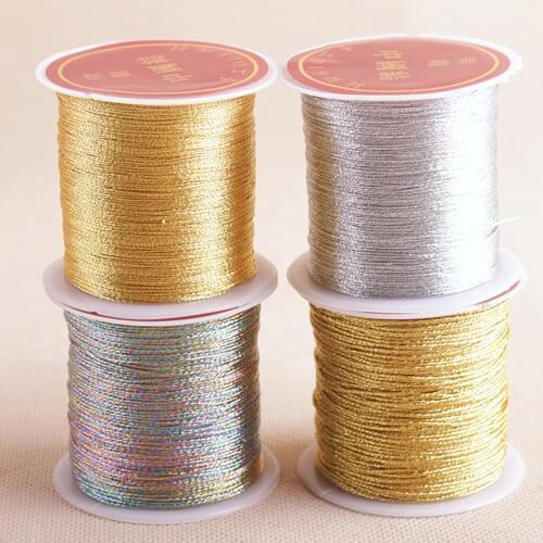 Gold Silver Color 100m/roll Durable Overlocking Sewing Machine Threads Polyester Cross Stitch Strong Threads for Sewing Supplies