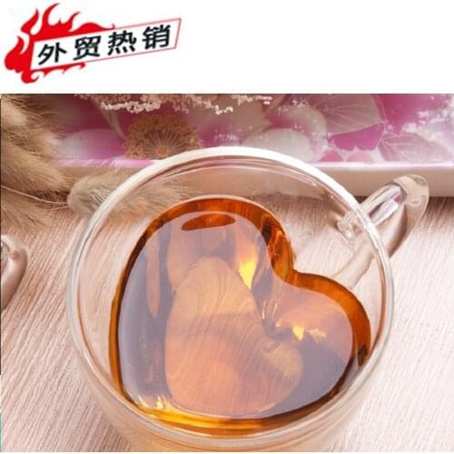 Christmas decorations for home 180ml/240ml Heart Love Shaped Lover Coffee Double Wall Layer Transparent GlassTea Bottle Mug Gift